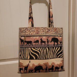 Safari Animal Tapestry Tote Bag Zebra Giraffe Elephant Boho Shoulder Bag